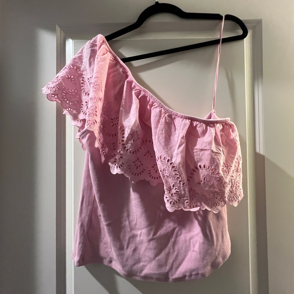 Old Navy One Shoulder Eyelet Ribbed Top
